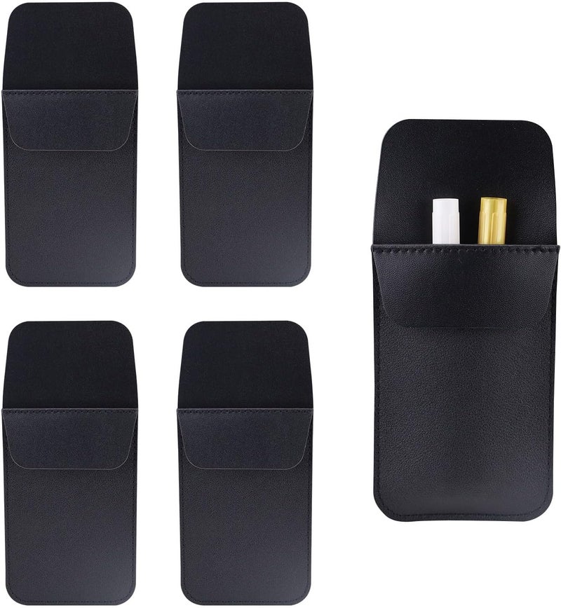 Koceci 5 PCS Black Pocket Protector, Leather Pen Pouch Holder Organizer Pocket Pouch for Men Pocket Shirt, Pen Pocket Holder for School Office Hospital Supplies (Black) - Image 1